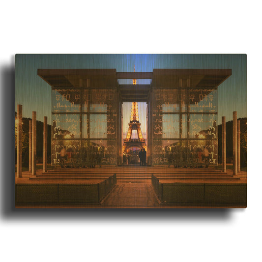 'Dupli Eiffel' By Sebastien Lory Gold Metal Wall Art