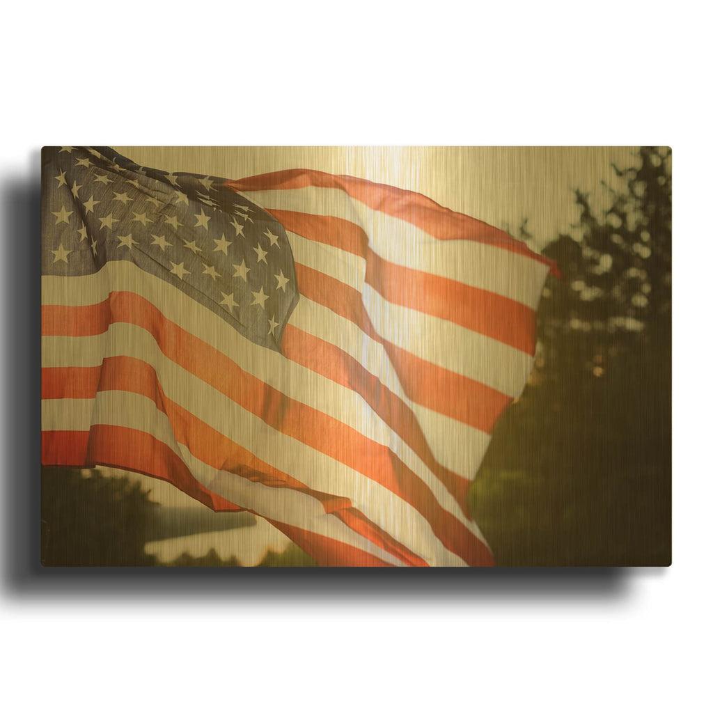 'God Bless America' By Luxe Gold Metal Wall Art