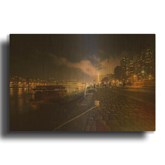 'Moody Eiffel' By Sebastien Lory Gold Metal Wall Art