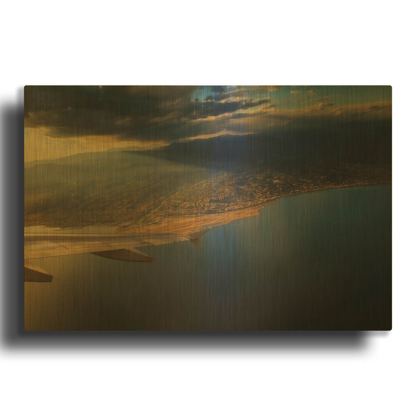 'Nice Airport' By Sebastien Lory Gold Metal Wall Art