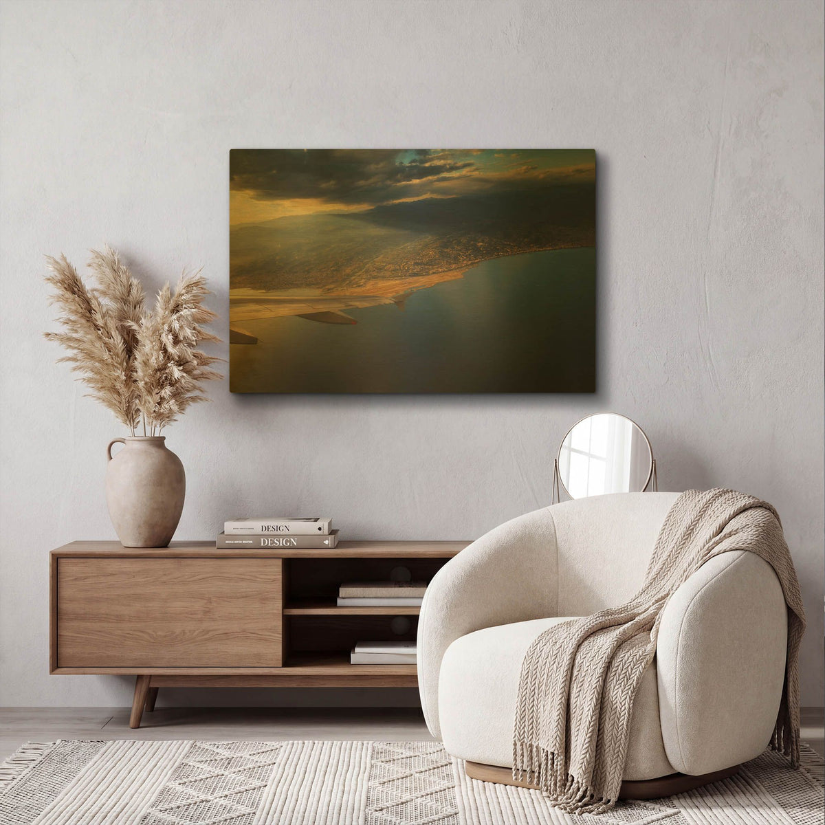 'Nice Airport' By Sebastien Lory Gold Metal Wall Art