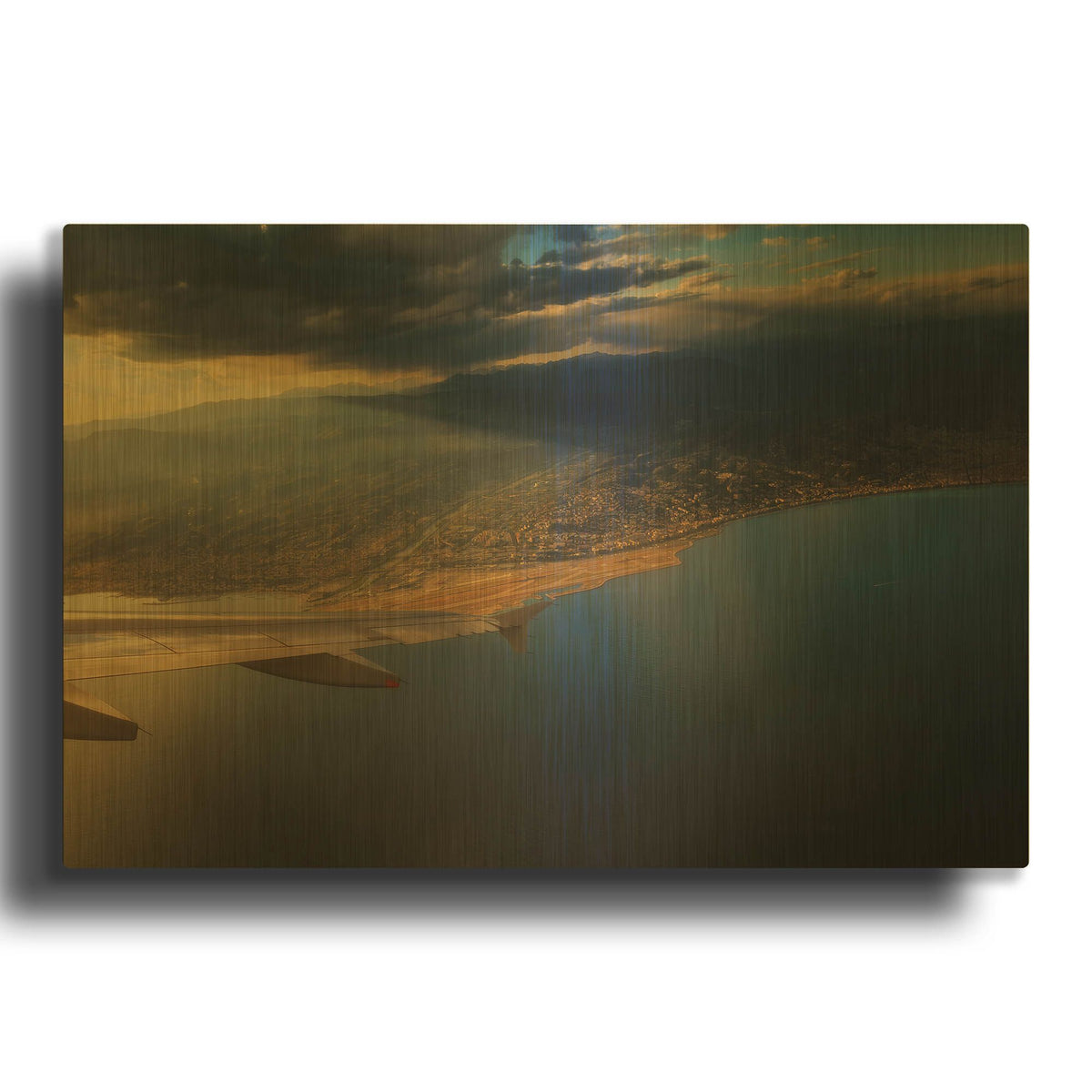 'Nice Airport' By Sebastien Lory Gold Metal Wall Art