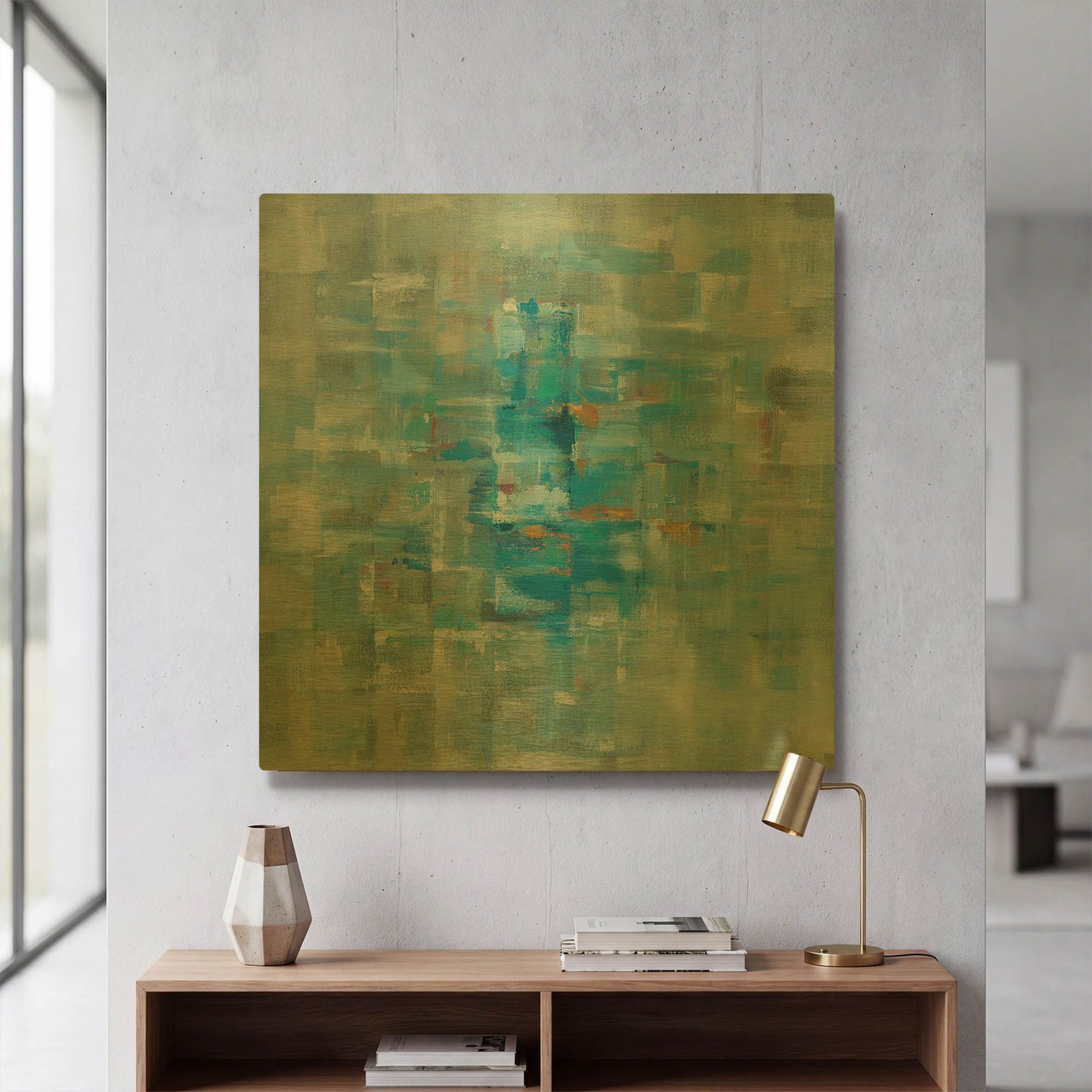 'Abstract Squares' By Danhui Nai Gold Metal Wall Art