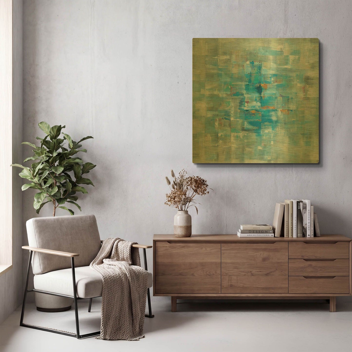 'Abstract Squares' By Danhui Nai Gold Metal Wall Art