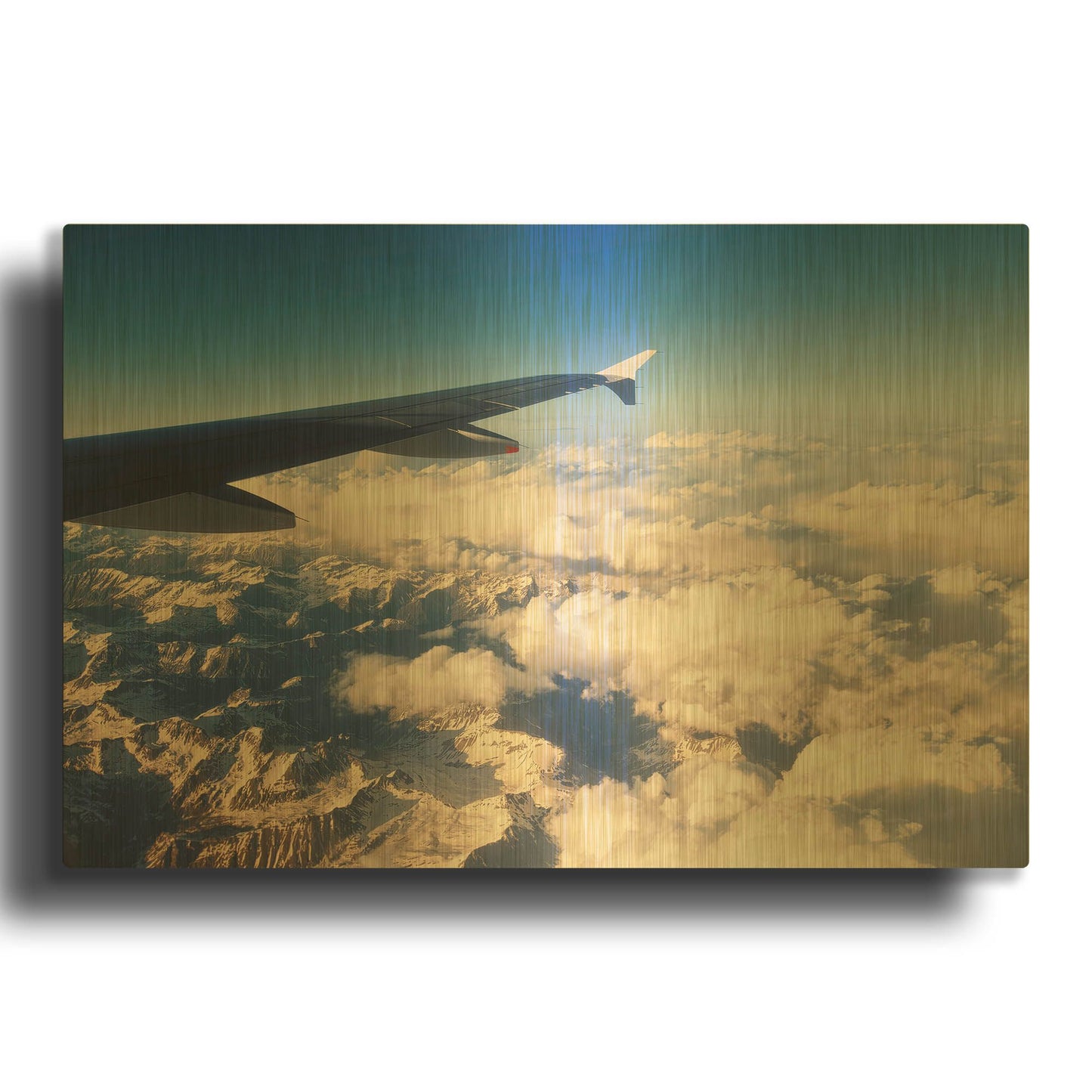 'Over The Mountains' By Sebastien Lory Gold Metal Wall Art