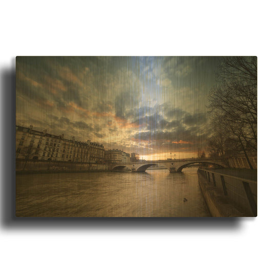 'Paris, End Of A Day' By Sebastien Lory Gold Metal Wall Art