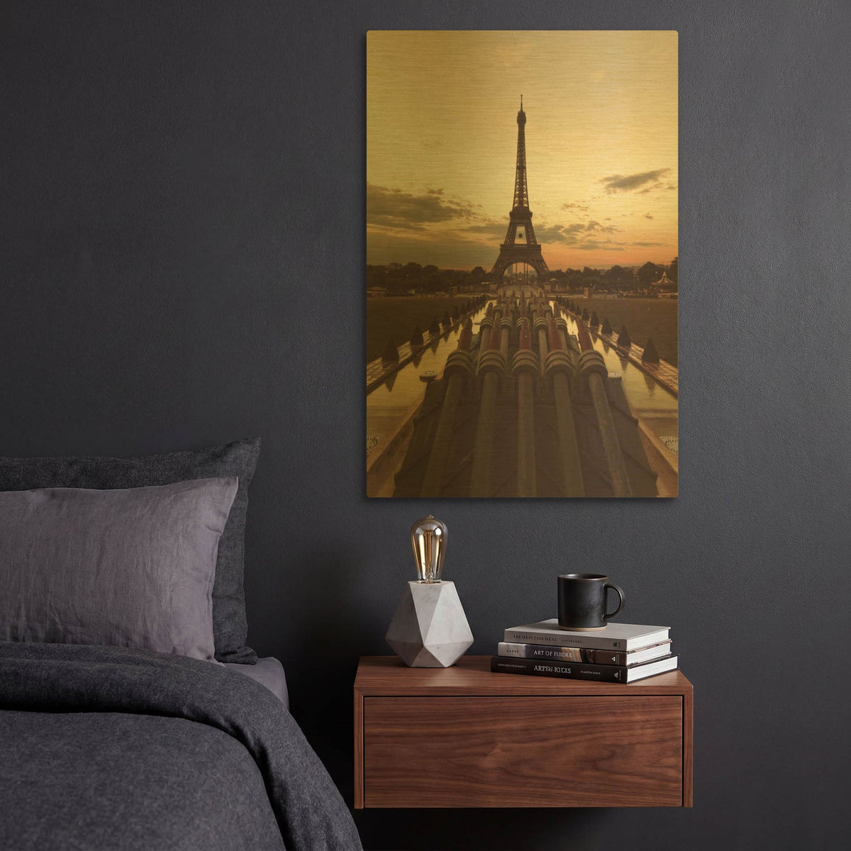 'Fire Eiffel tOWER' By Sebastien Lory Gold Metal Wall Art