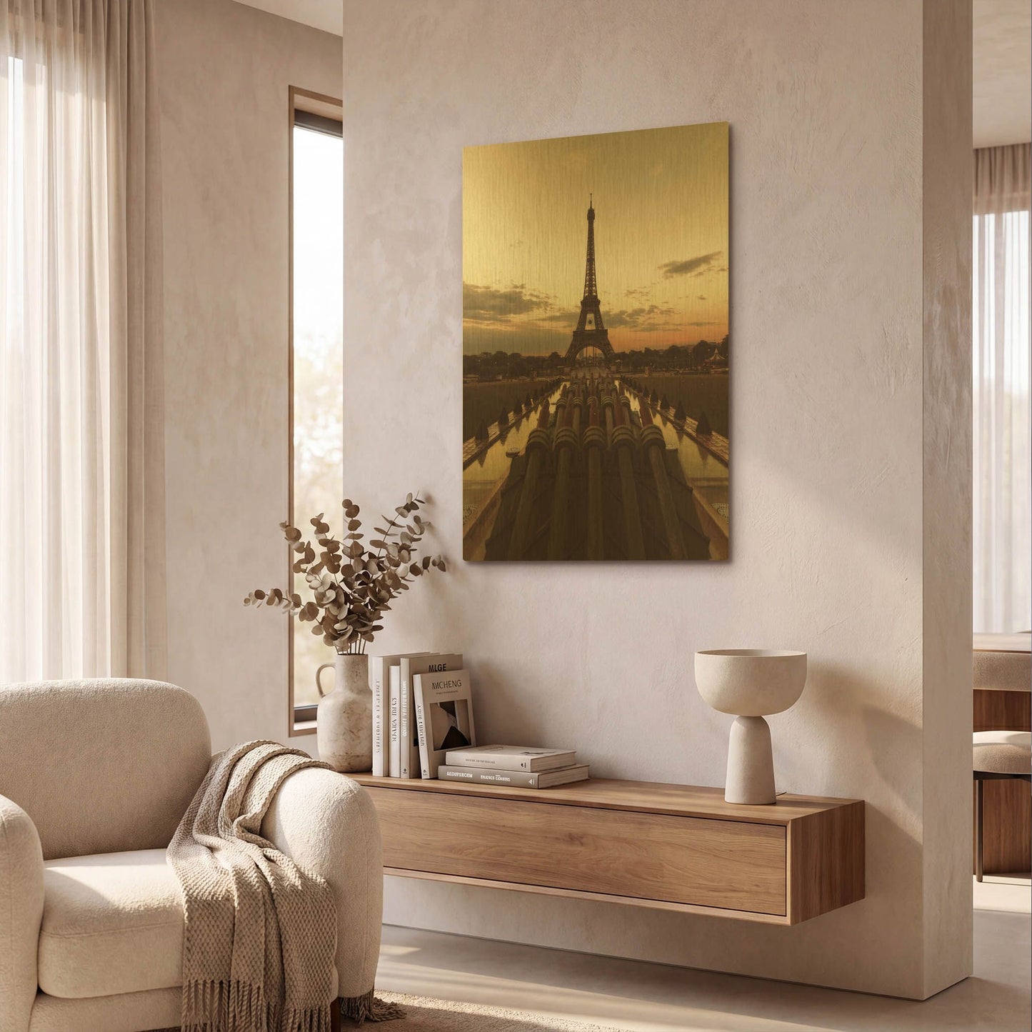 'Fire Eiffel tOWER' By Sebastien Lory Gold Metal Wall Art