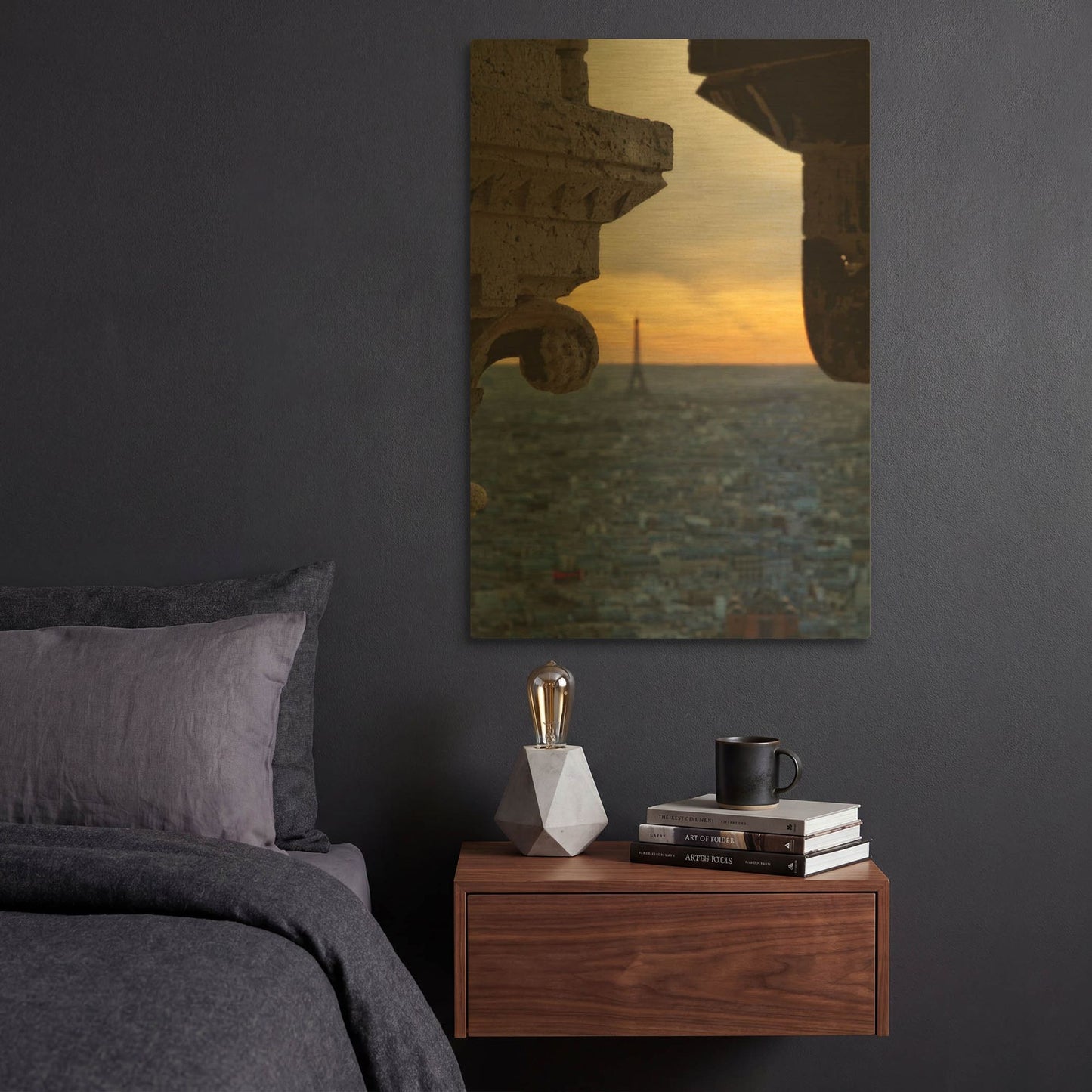 'Distant Eiffel Tower' By Sebastien Lory Gold Metal Wall Art