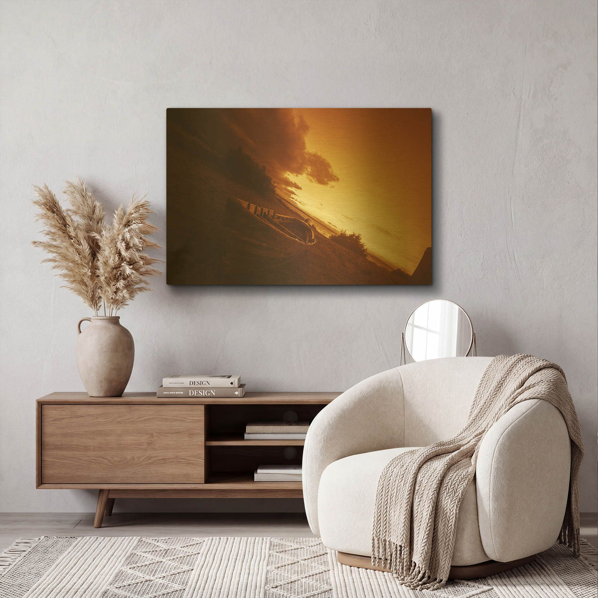 'Golden Sunset' By Sebastien Lory Gold Metal Wall Art