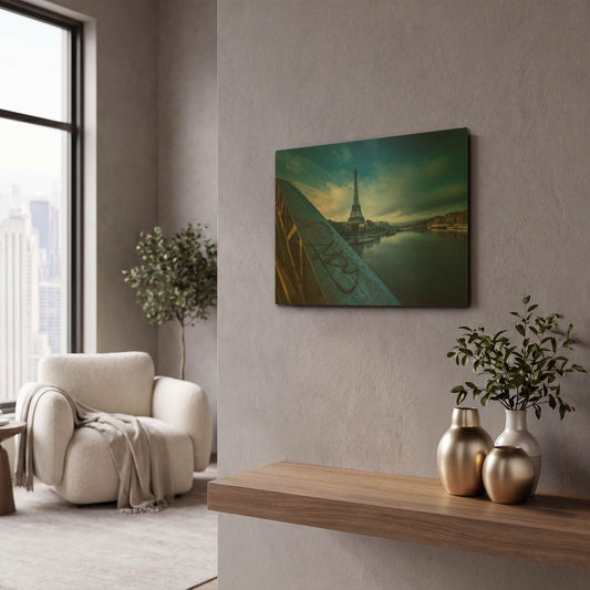 'Blue Eiffel Tower' By Sebastien Lory Gold Metal Wall Art