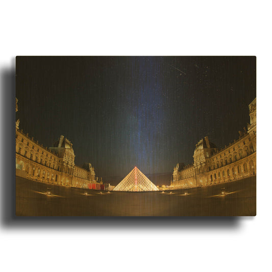 'Lourve Museum Nights' By Sebastien Lory Gold Metal Wall Art