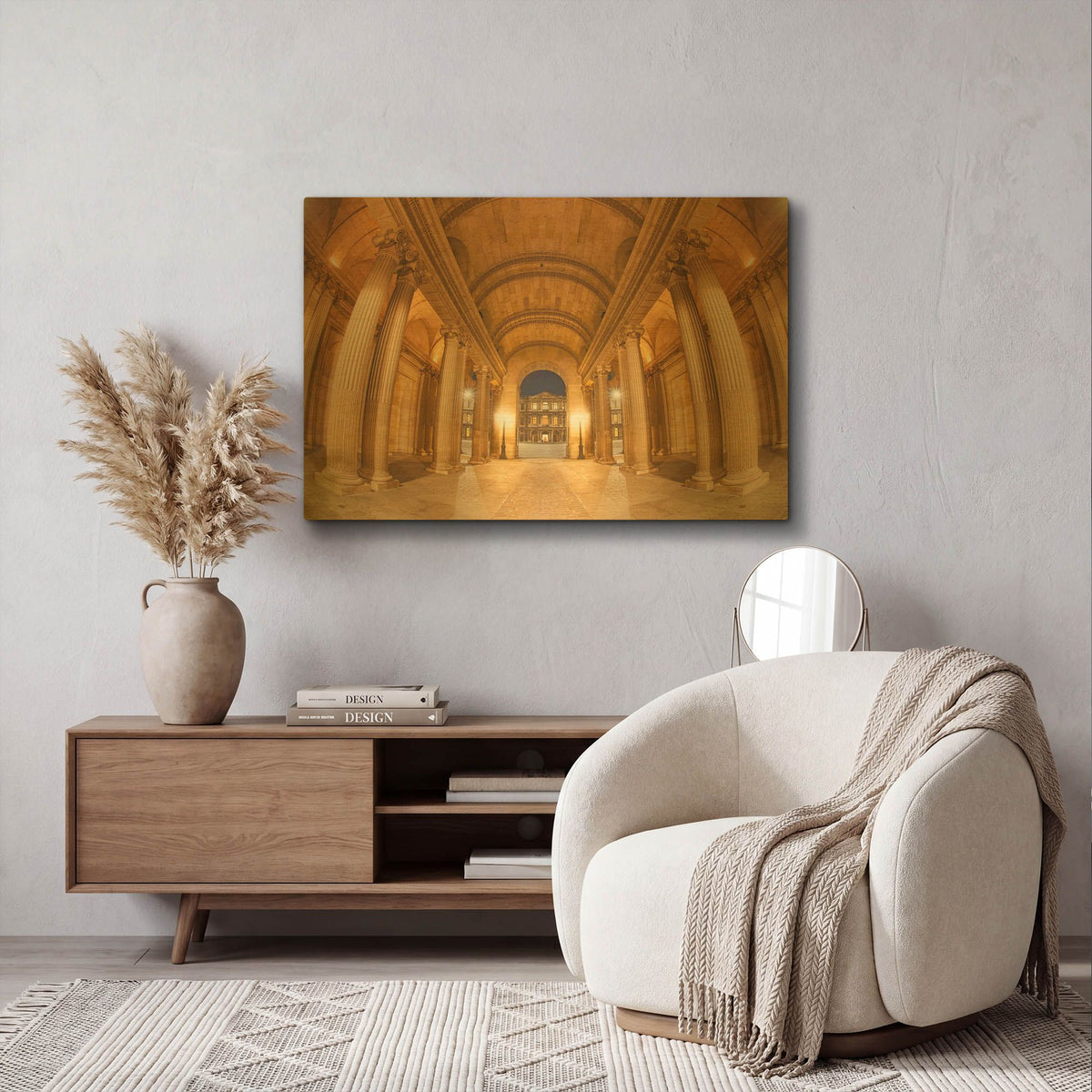 'Golden Columns' By Sebastien Lory Gold Metal Wall Art