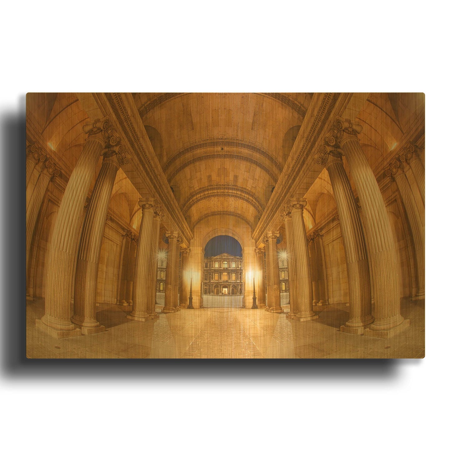 'Golden Columns' By Sebastien Lory Gold Metal Wall Art