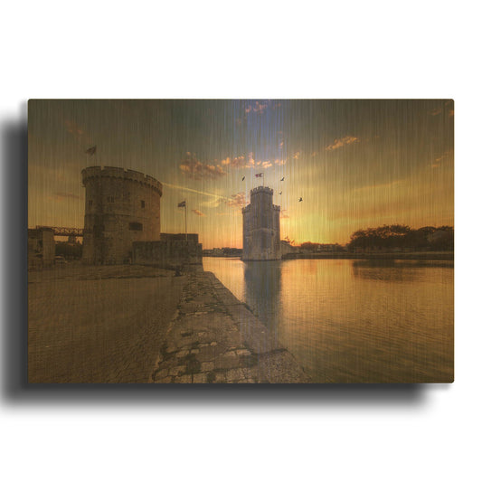 'Port de la Rochelle' By Sebastien Lory Gold Metal Wall Art