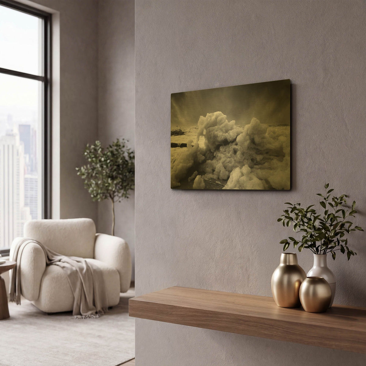 'Land Clouds' By Sebastien Lory Gold Metal Wall Art