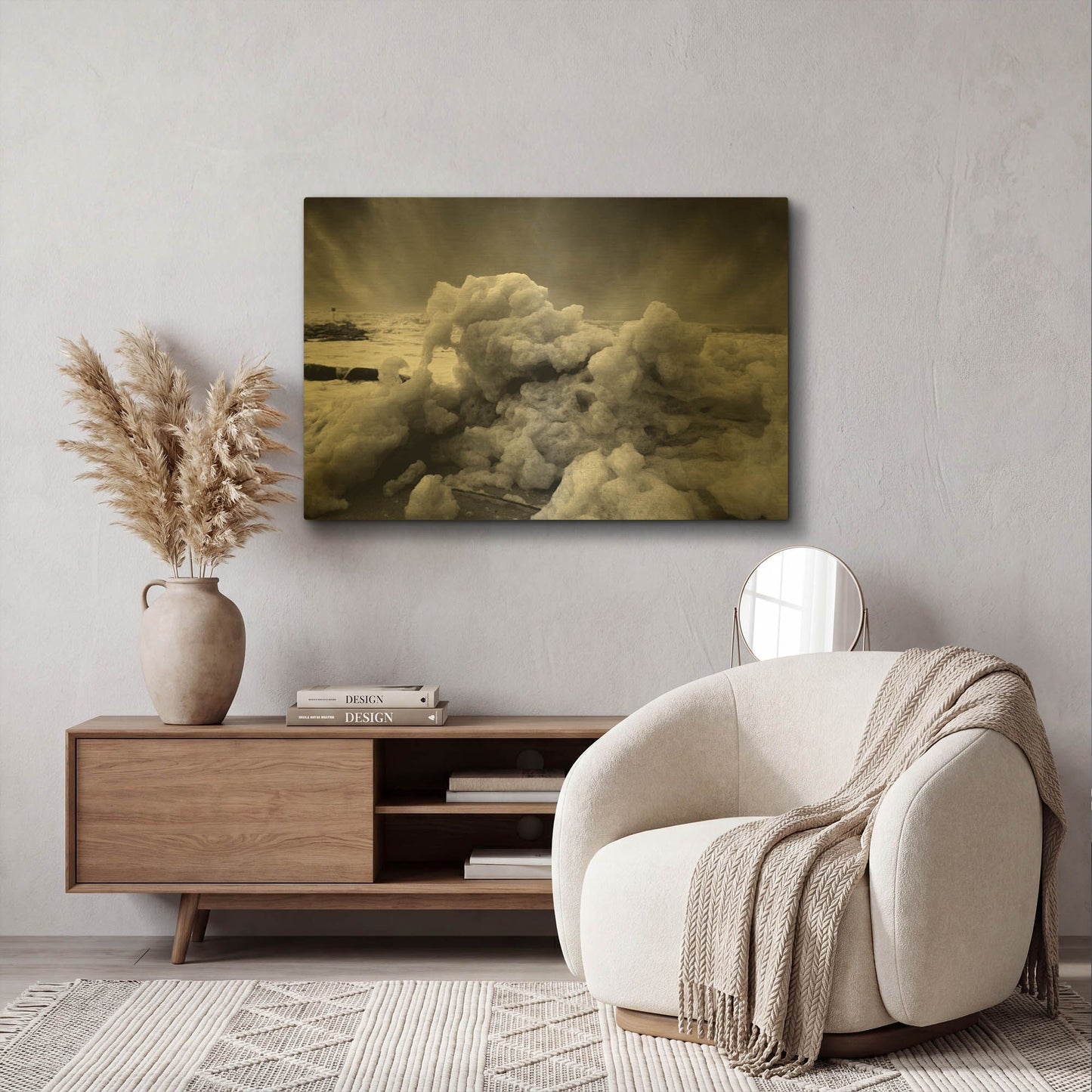 'Land Clouds' By Sebastien Lory Gold Metal Wall Art