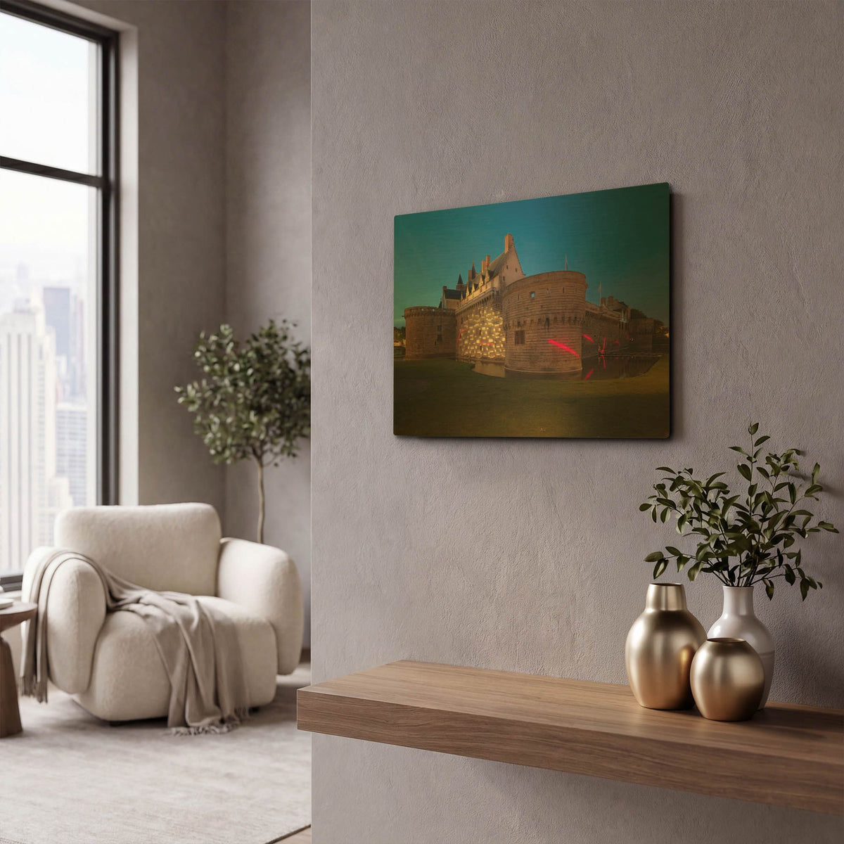 'Behind the Castle' By Sebastien Lory Gold Metal Wall Art