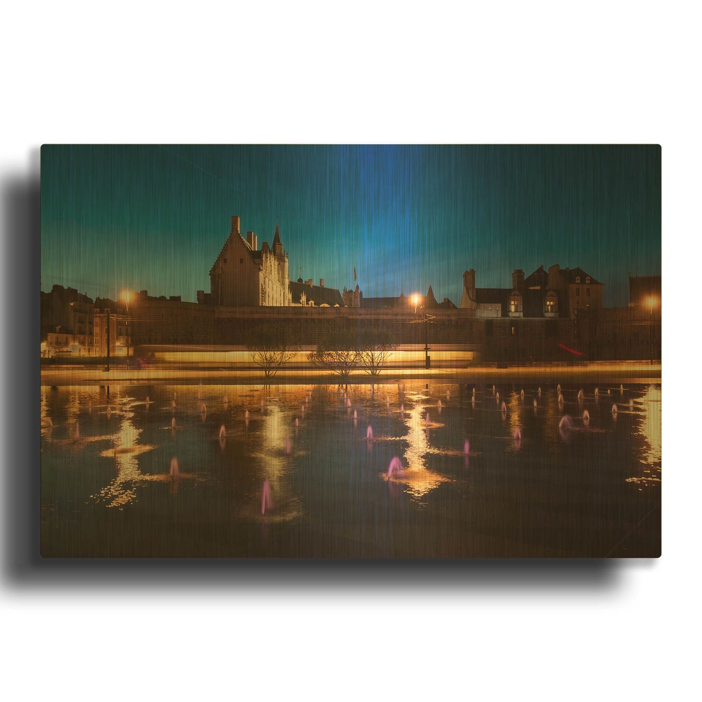 'Castle Reflections' By Sebastien Lory Gold Metal Wall Art