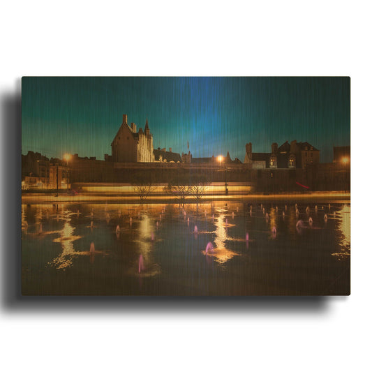 'Castle Reflections' By Sebastien Lory Gold Metal Wall Art