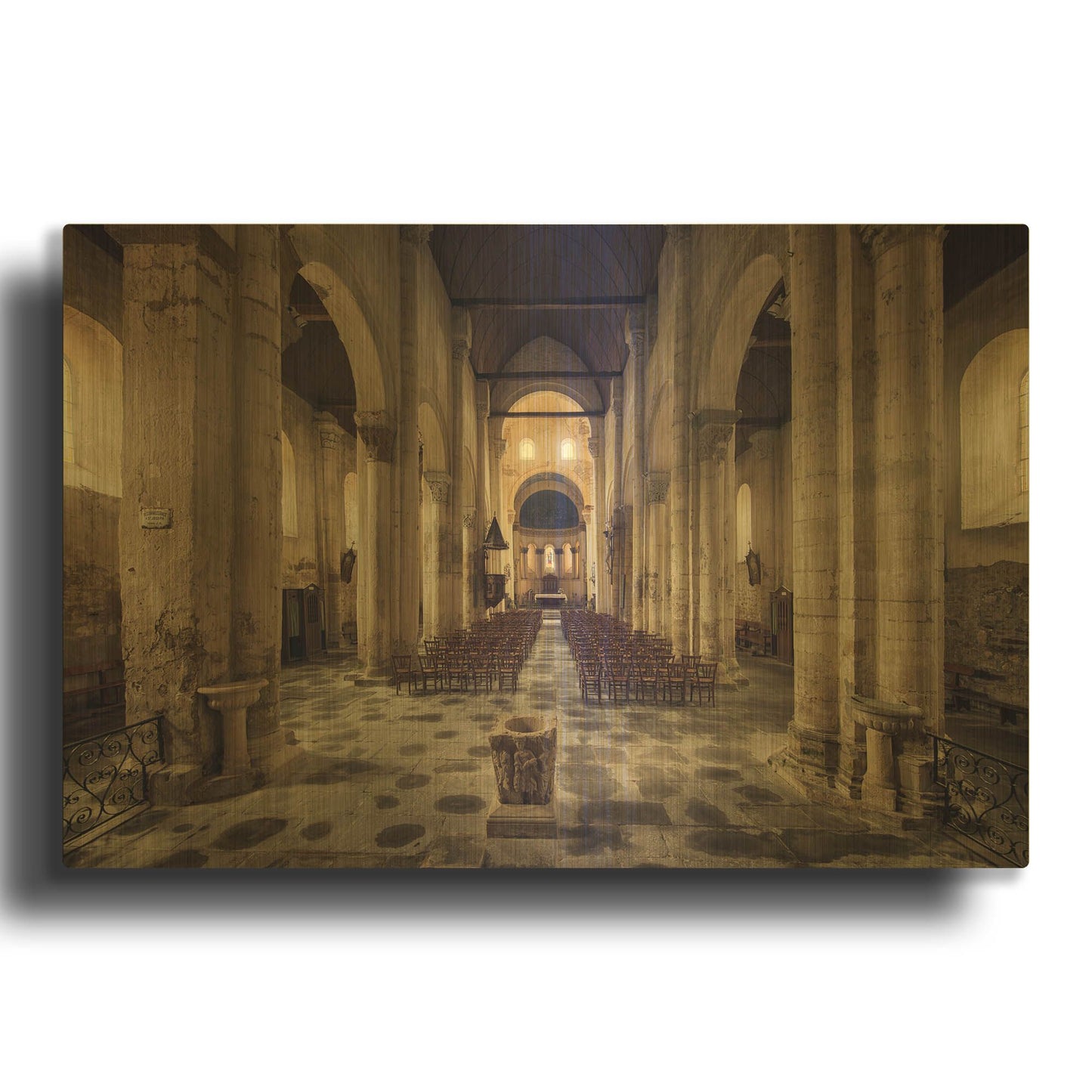 'Inside the Church' By Sebastien Lory Gold Metal Wall Art