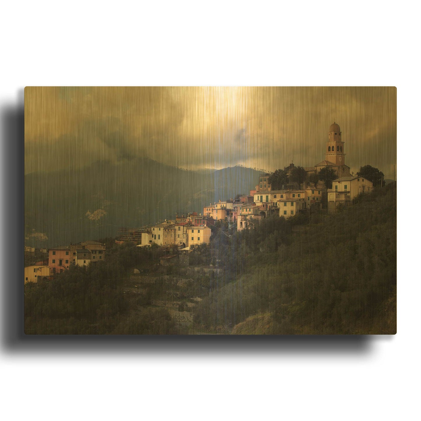 'Church' By Sebastien Lory Gold Metal Wall Art