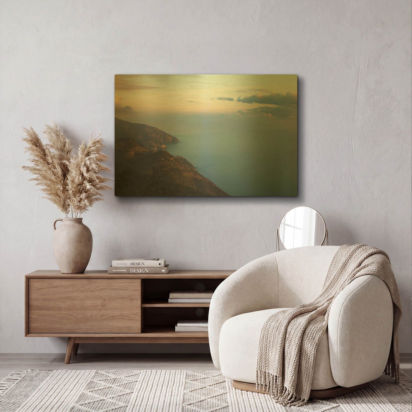 'Ocean Views' By Sebastien Lory Gold Metal Wall Art