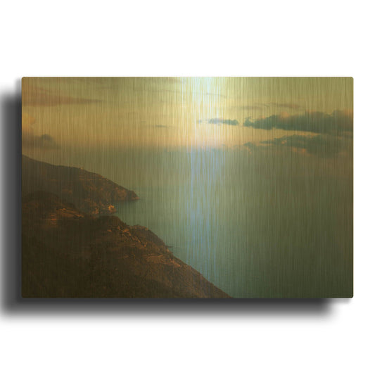 'Ocean Views' By Sebastien Lory Gold Metal Wall Art