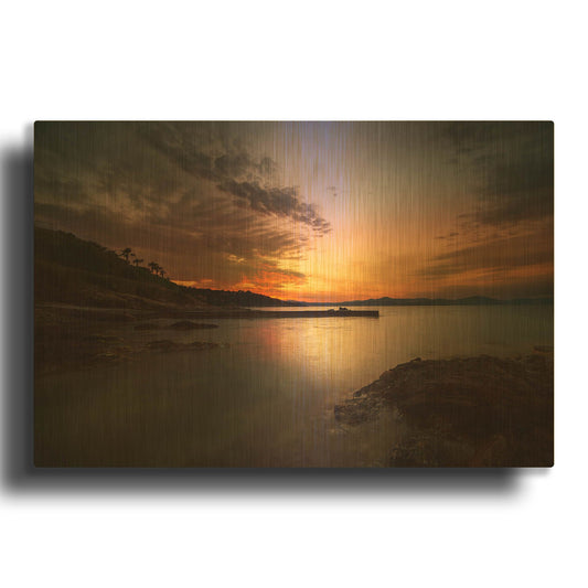 'Fiery Sunset' By Sebastien Lory Gold Metal Wall Art