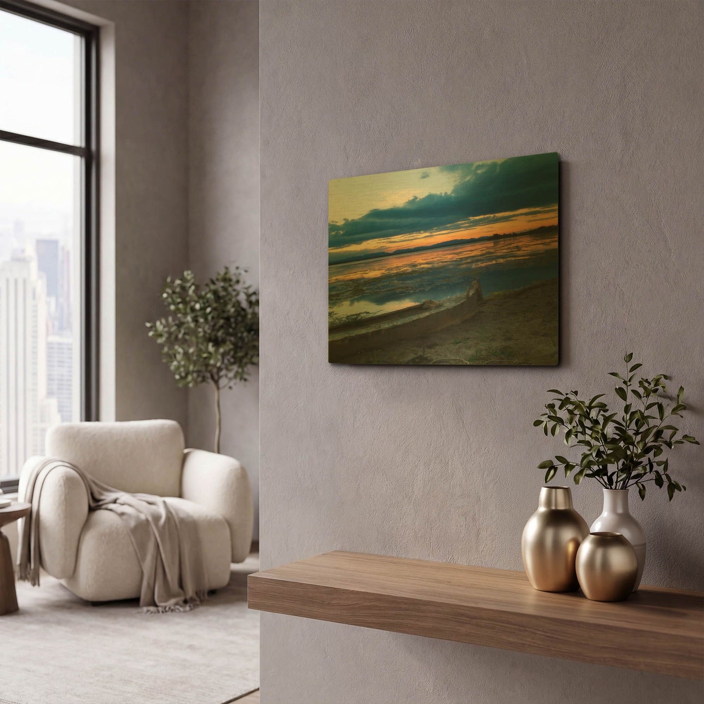 'Complementary colors in Nature' By Sebastien Lory Gold Metal Wall Art