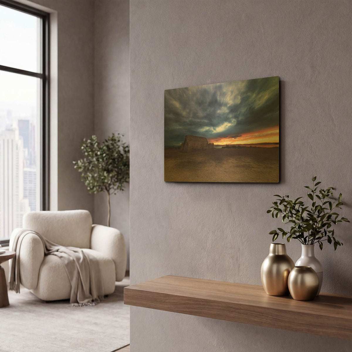 'Stormy Sky' By Sebastien Lory Gold Metal Wall Art