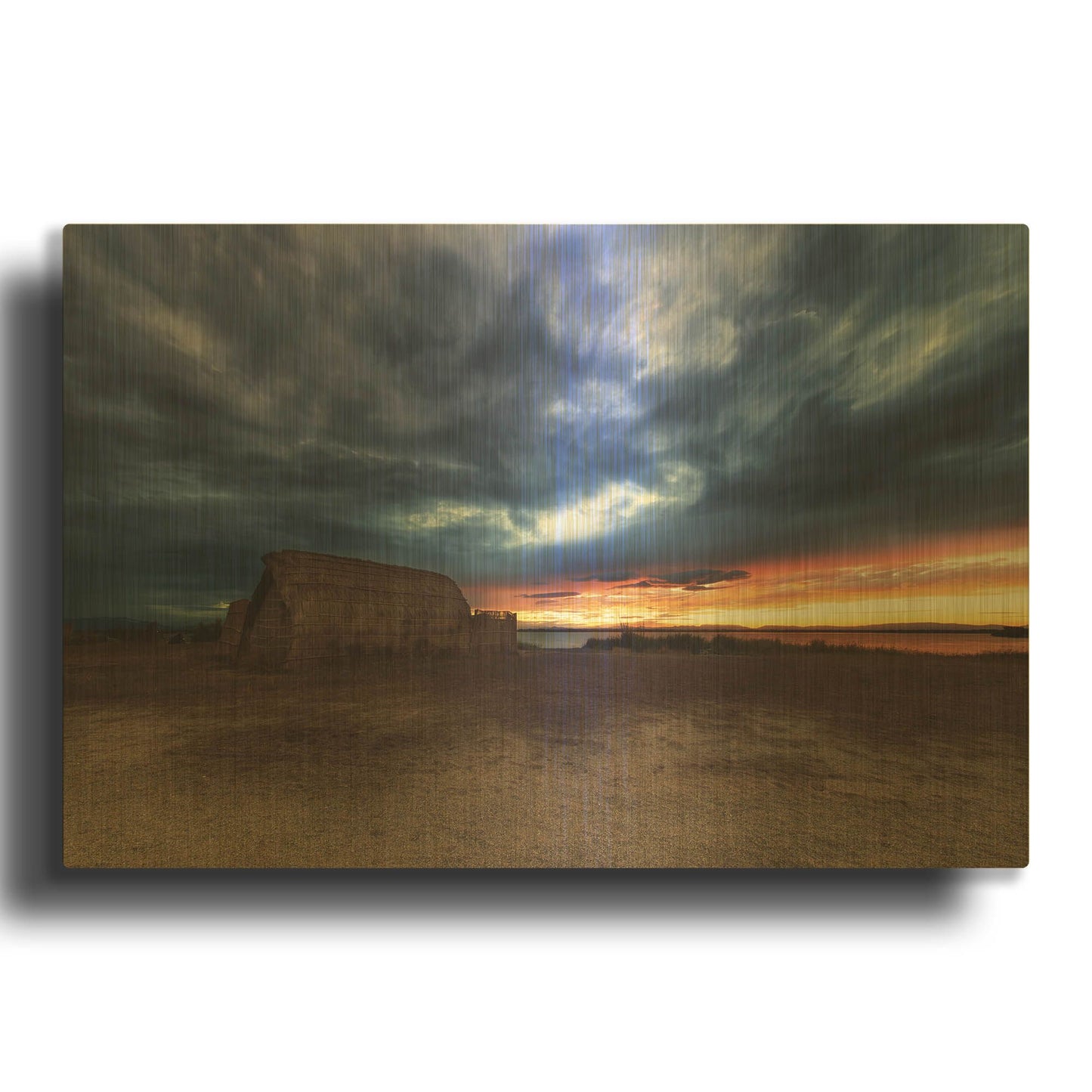 'Stormy Sky' By Sebastien Lory Gold Metal Wall Art