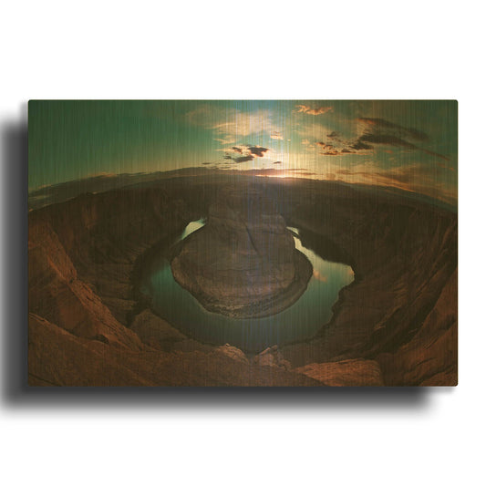 'Horseshoe Bend Sunset' By Sebastien Lory Gold Metal Wall Art