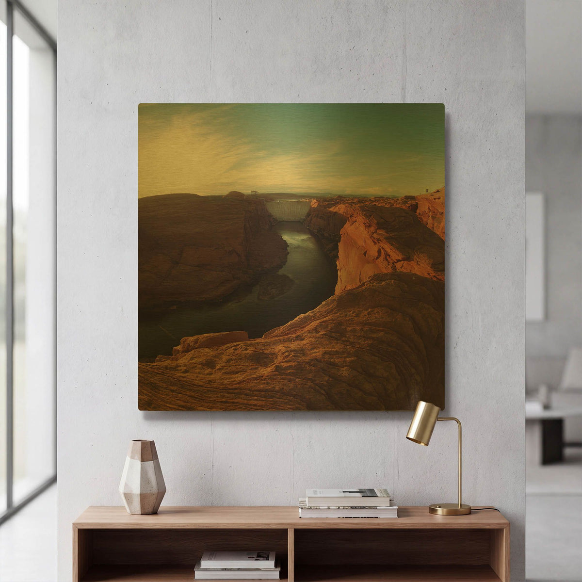 'Mistery Canyon II' By Sebastien Lory Gold Metal Wall Art