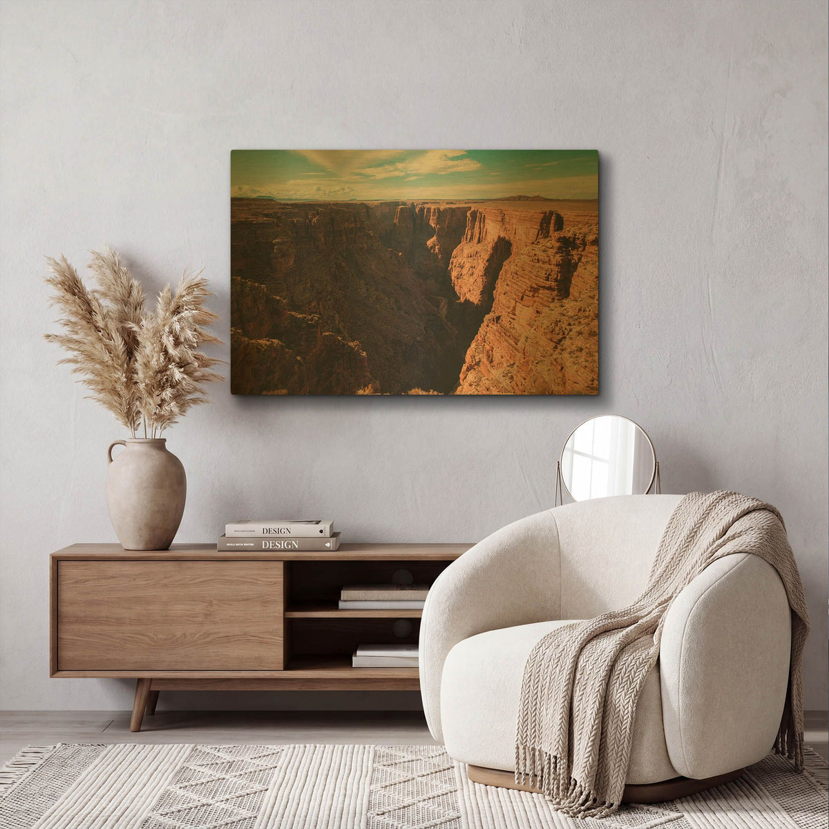 'Mistery Canyon III' By Sebastien Lory Gold Metal Wall Art
