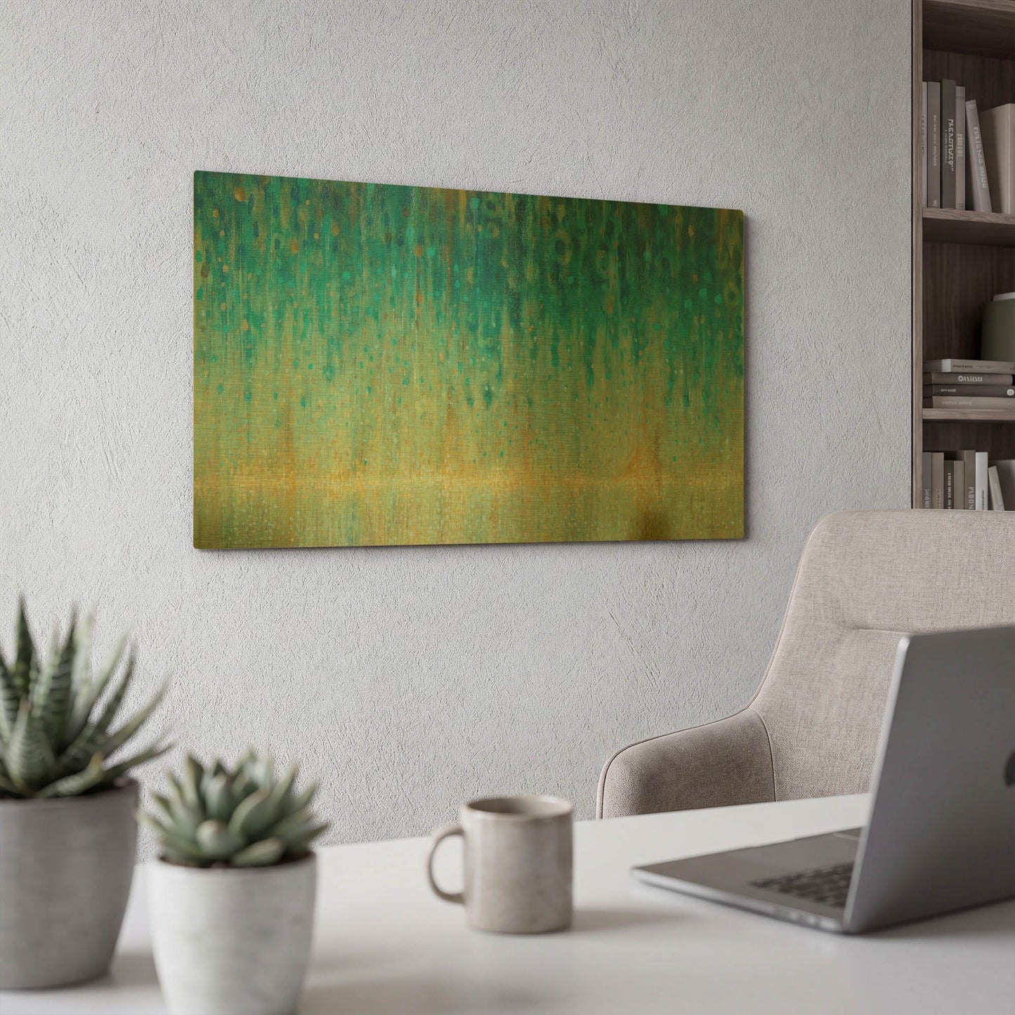 'Rain Abstract I Panel' By Danhui Nai Gold Metal Wall Art