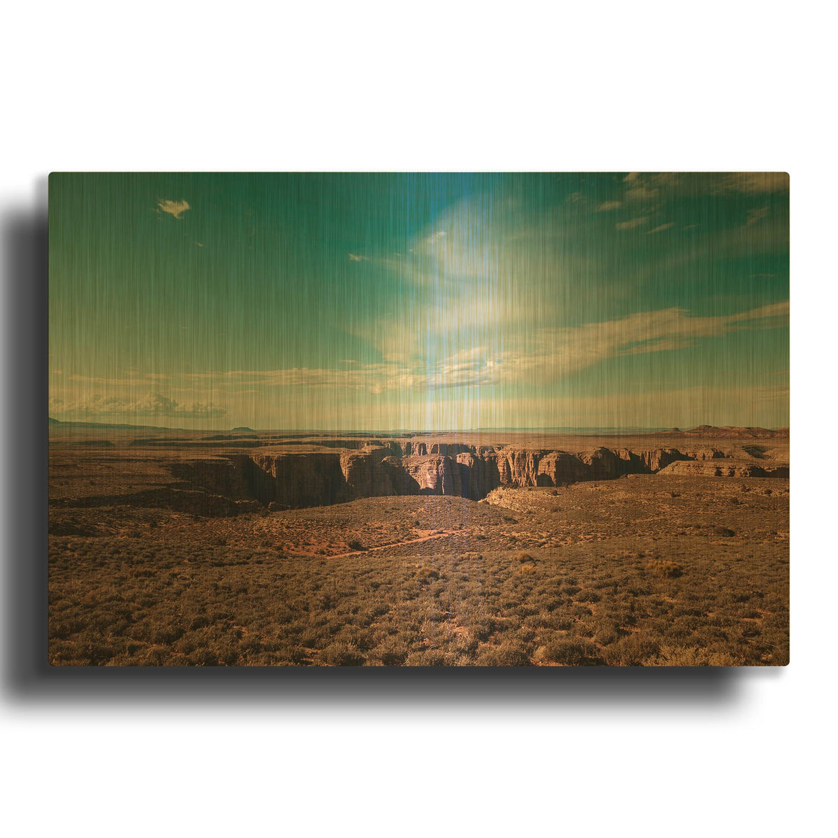 'Mistery Canyon IV' By Sebastien Lory Gold Metal Wall Art