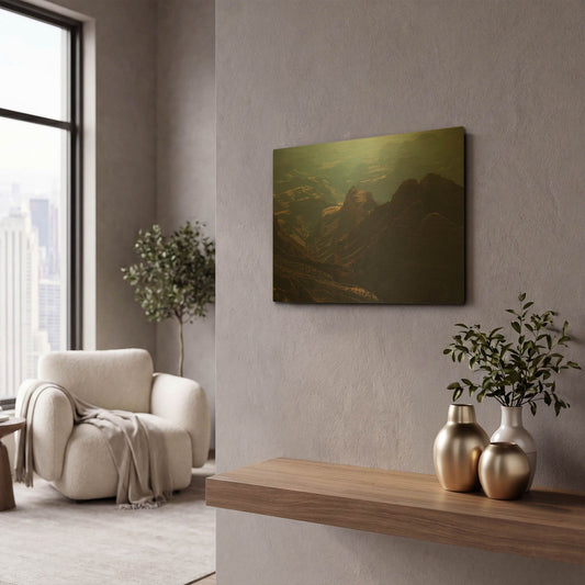'Mountains' By Sebastien Lory Gold Metal Wall Art