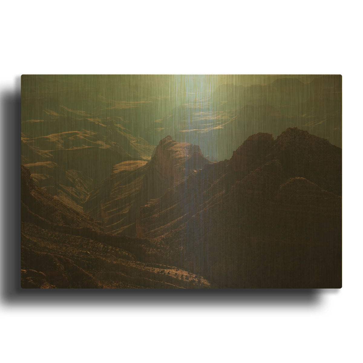 'Mountains' By Sebastien Lory Gold Metal Wall Art