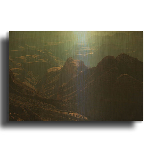 'Mountains' By Sebastien Lory Gold Metal Wall Art