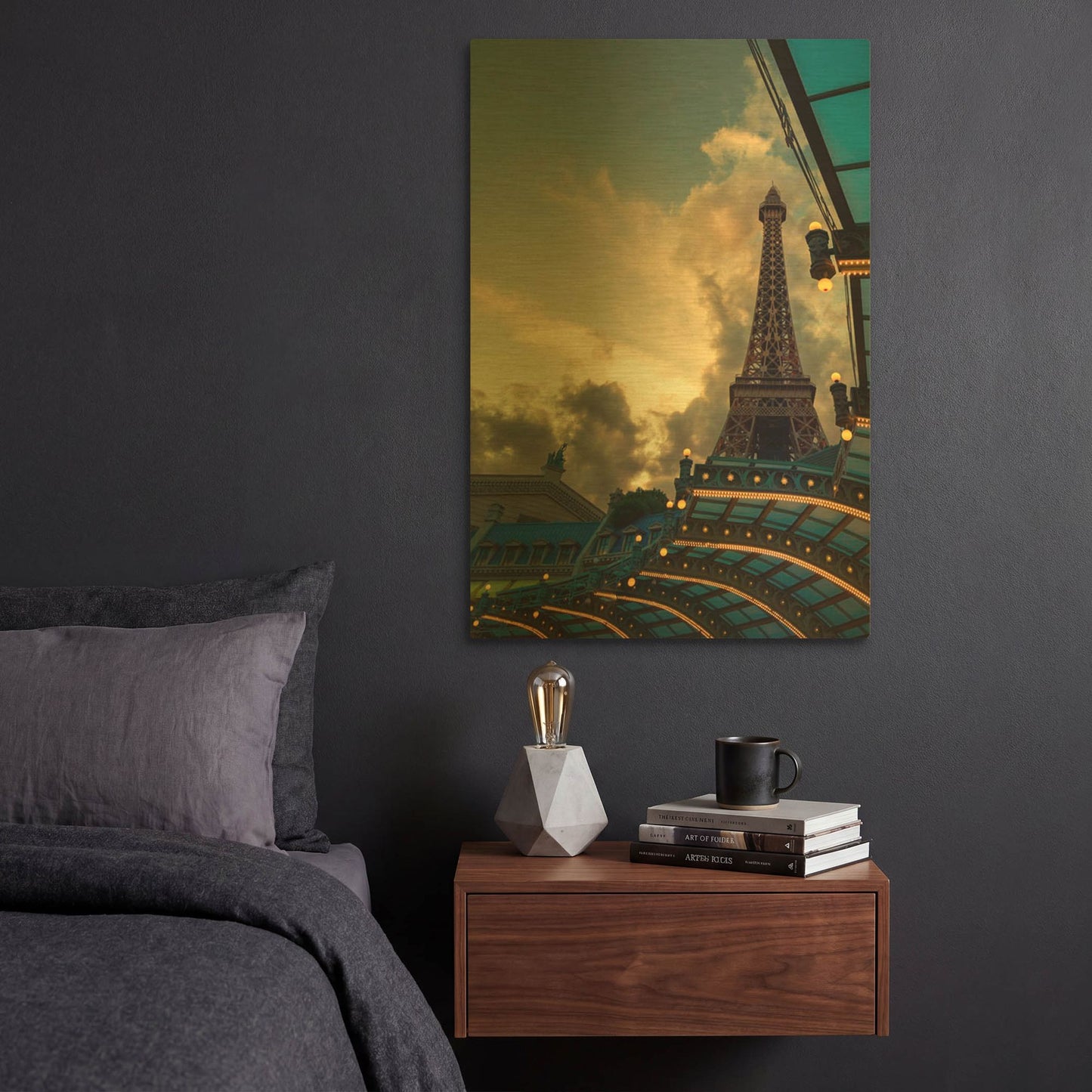 'Eiffel Vegas' By Sebastien Lory Gold Metal Wall Art