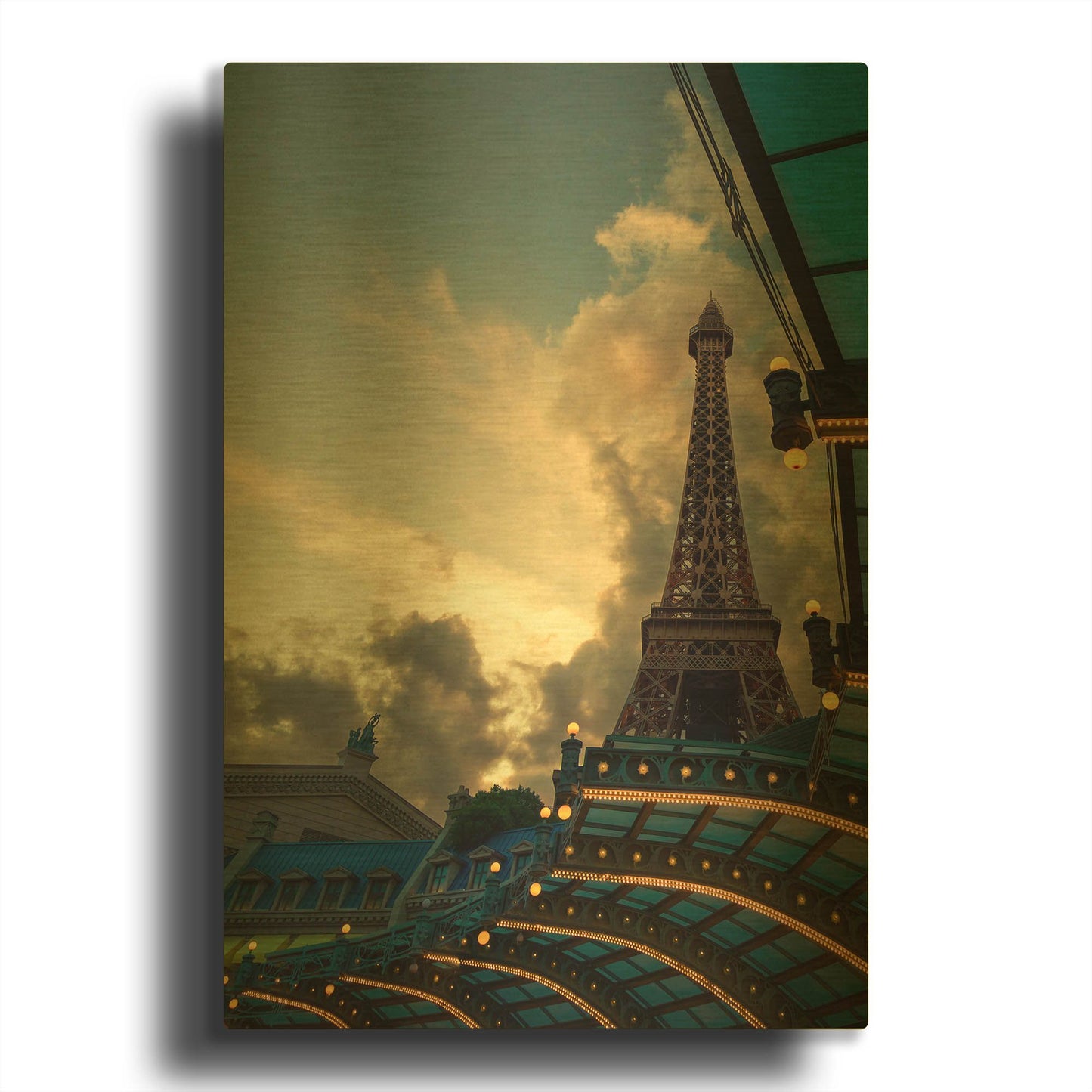 'Eiffel Vegas' By Sebastien Lory Gold Metal Wall Art