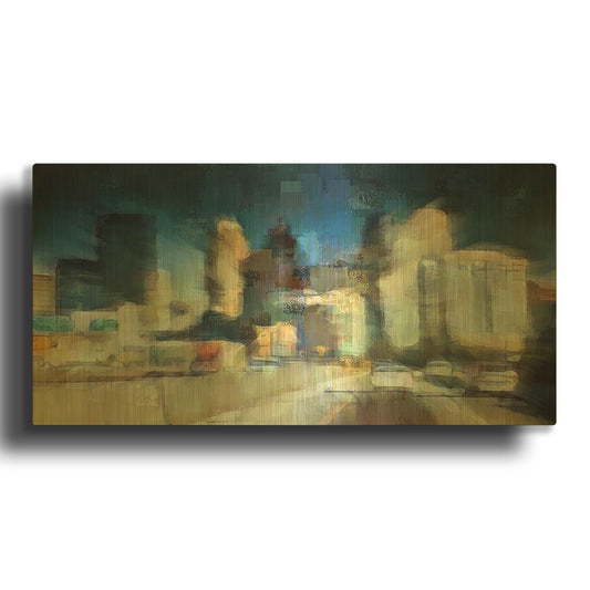 'City in Motion' By David Manlove Gold Metal Wall Art