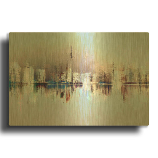 'City of Pastels' By David Manlove Gold Metal Wall Art