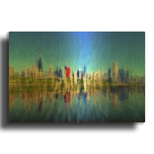 'Chicago Skyline 4' By David Manlove Gold Metal Wall Art