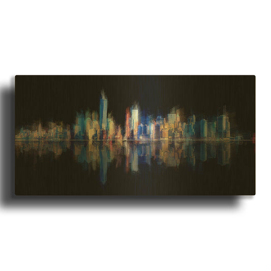 'New York Pan 6' By David Manlove Gold Metal Wall Art