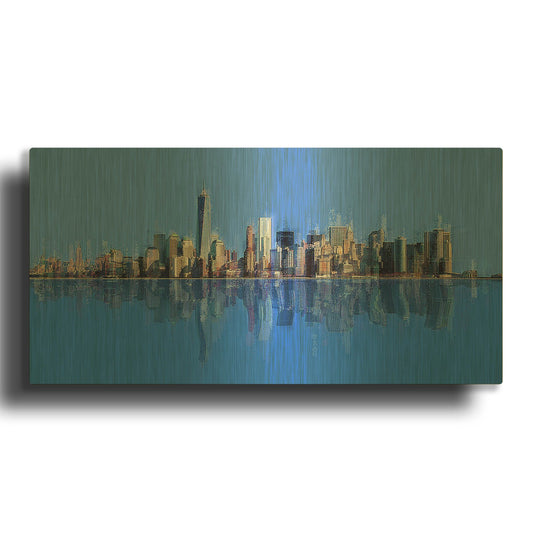 'New York Pan 10' By David Manlove Gold Metal Wall Art