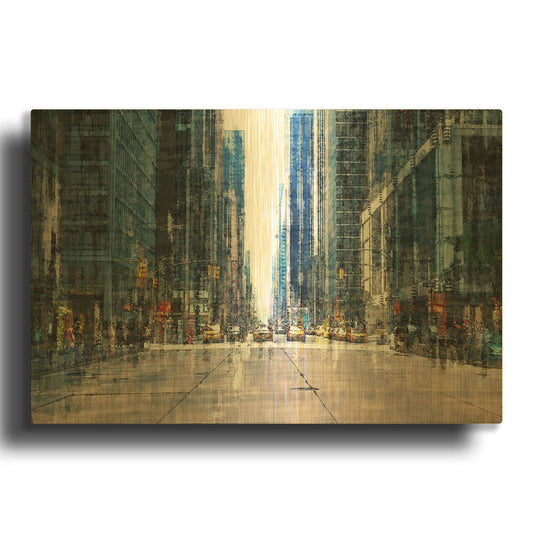 'Street Scene NYC' By David Manlove Gold Metal Wall Art