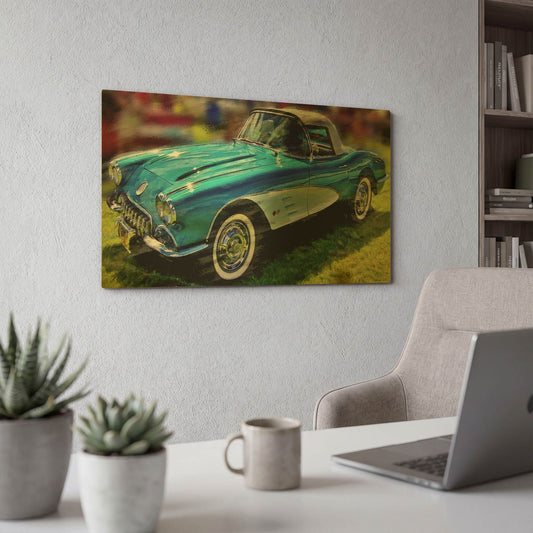 '58 Corvette 1' By David Manlove Gold Metal Wall Art