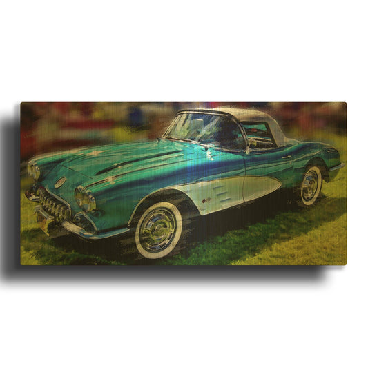 '58 Corvette 1' By David Manlove Gold Metal Wall Art